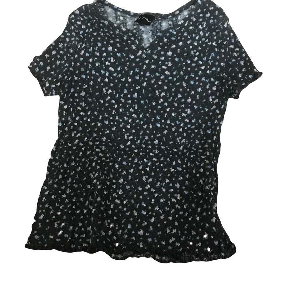 Black floral art class T-shirt for girls